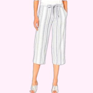 Sanctuary Coastal Striped Cotton Relaxed Loose Fit Wide Leg Cropped Pants 27